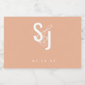 Minimalistisch Blush Terracotta Bohemian Wedding Sparkling Wijnetiket (Enkel label)