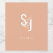 Minimalistisch Blush Terracotta Bohemian Wedding Wijn Etiket (Enkel label)