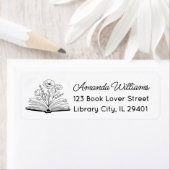 Minimalistisch boek en Wildflower zwart-wit Etiket (Insitu)