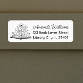 Minimalistisch boek en Wildflower zwart-wit Etiket