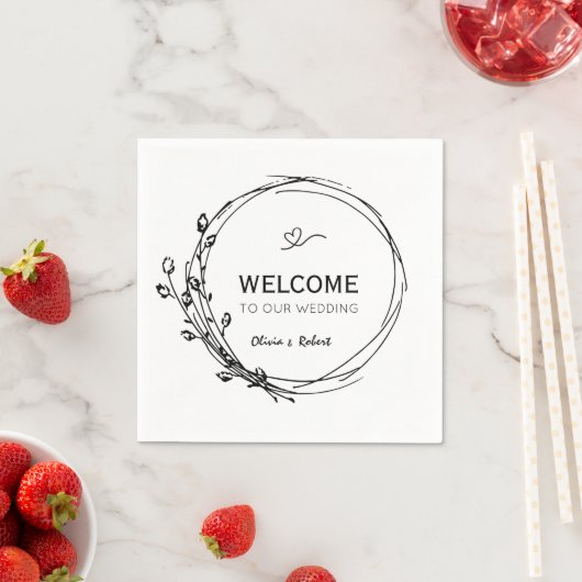 Minimalistisch Bohemian Wildflower Wedding Napkins Servet (Insitu)