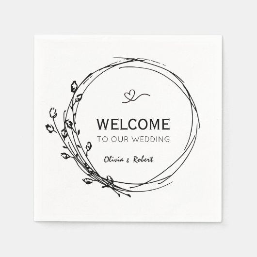 Minimalistisch Bohemian Wildflower Wedding Napkins Servet (Voorkant)