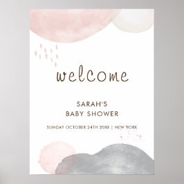Minimalistisch Boho Abstract Baby shower Welkom Poster