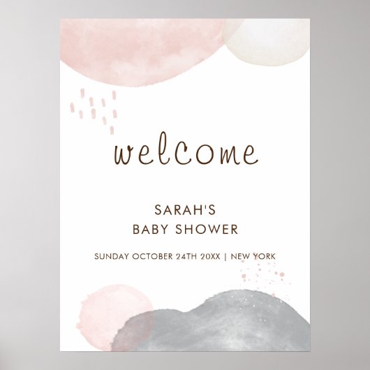 Minimalistisch Boho Abstract Baby shower Welkom Poster (Voorkant)