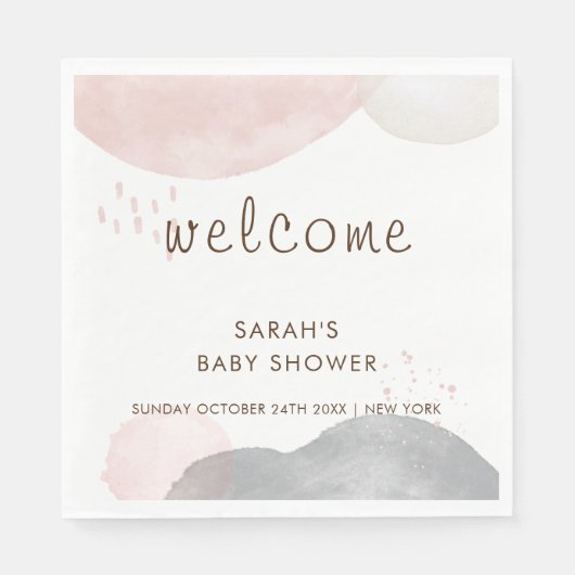 Minimalistisch Boho Abstract Baby shower Welkom Servet (Voorkant)