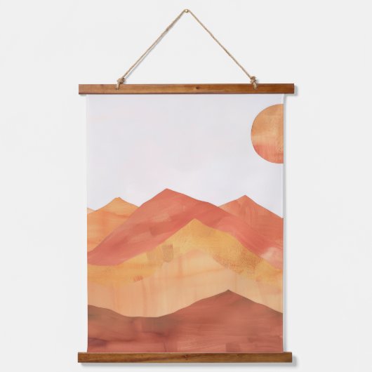 Minimalistisch Boho Abstract berglandschap Hangend Wandkleed (Voorkant)