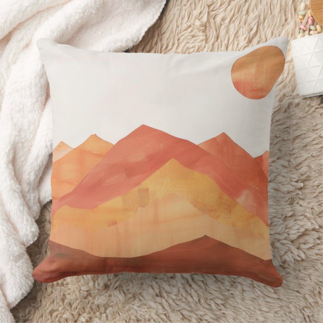Minimalistisch Boho Abstract berglandschap Kussen (Deken)