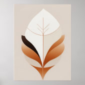 Minimalistisch Boho Abstract Leaf Earth Tone Poste Poster (Voorkant)