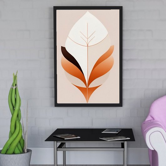 Minimalistisch Boho Abstract Leaf Earth Tone Poste Poster