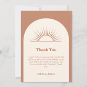 Minimalistisch Boho Arch Sunshine Baby shower Bedankkaart (Voorkant)