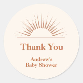 Minimalistisch Boho Arch Sunshine Baby shower Ronde Sticker