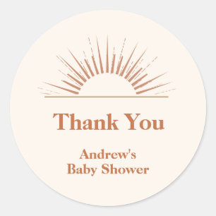 Minimalistisch Boho Arch Sunshine Baby shower Ronde Sticker