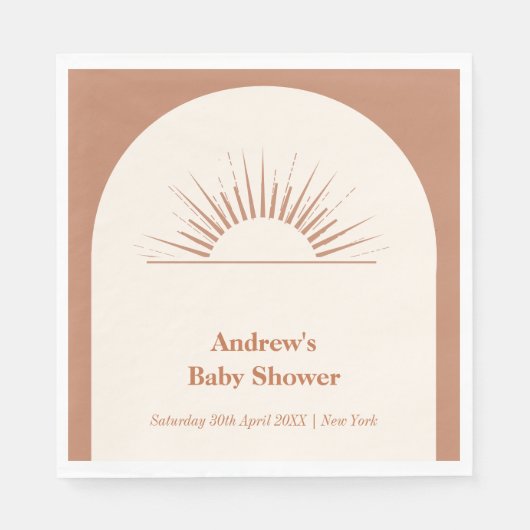 Minimalistisch Boho Arch Sunshine Baby shower Servet (Voorkant)