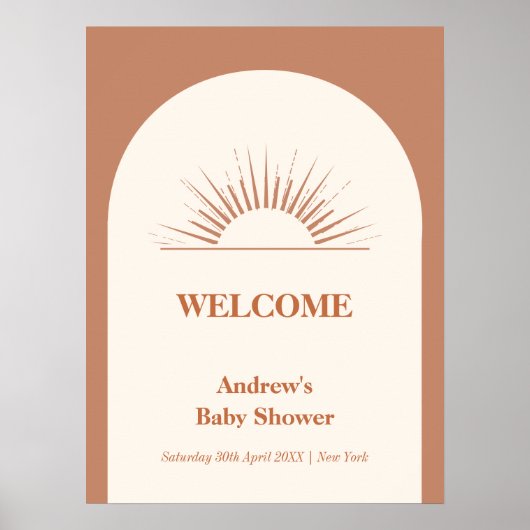 Minimalistisch Boho Arch Sunshine Baby shower Welk Poster (Voorkant)