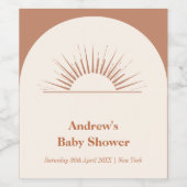 Minimalistisch Boho Arch Sunshine Baby shower Wijn Etiket (Enkel label)