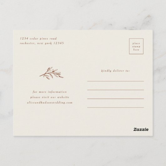 Minimalistisch Boho Arch Terracotta Wedding Briefkaart (Achterkant)
