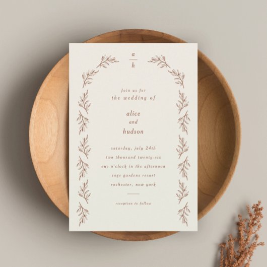 Minimalistisch Boho Arch Terracotta Wedding Kaart
