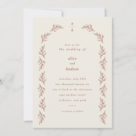 Minimalistisch Boho Arch Terracotta Wedding Kaart (Voorkant)