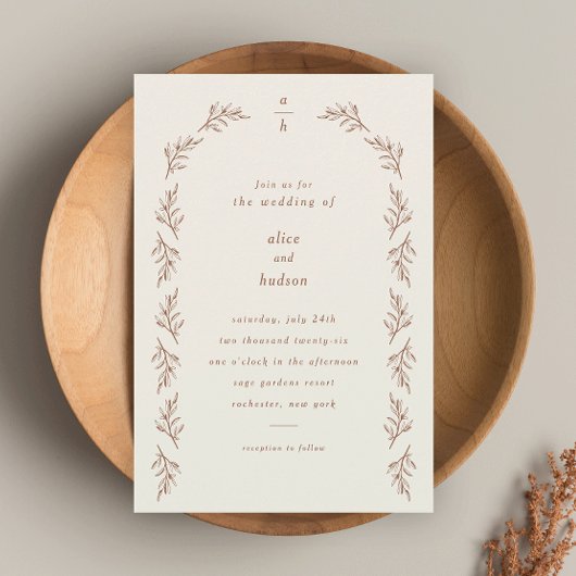 Minimalistisch Boho Arch Terracotta Wedding Magnetische Uitnodiging