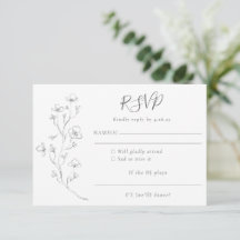 Minimalistisch Boho Black White Floral Art Wedding