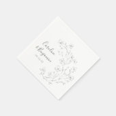 Minimalistisch Boho Black White Floral Art Wedding Servet (Hoek)