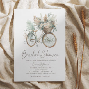Minimalistisch Boho bloemenfiets Vrijgezellenfeest Kaart