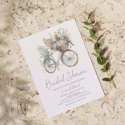 Minimalistisch Boho bloemenfiets Vrijgezellenfeest Kaart