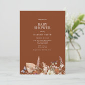Minimalistisch Boho bloementerracotta Baby shower Kaart (Staand voorkant)