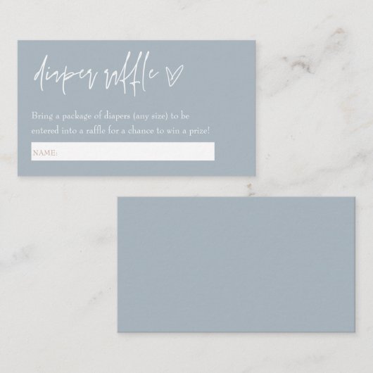 Minimalistisch Boho Blue Hallo Diaper Raffle Informatiekaartje (Voorkant / Achterkant)
