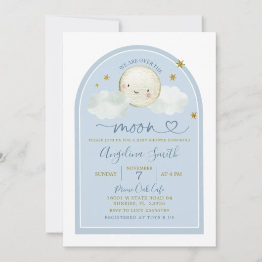 Minimalistisch Boho Blue over het Baby shower van  Kaart (Voorkant)