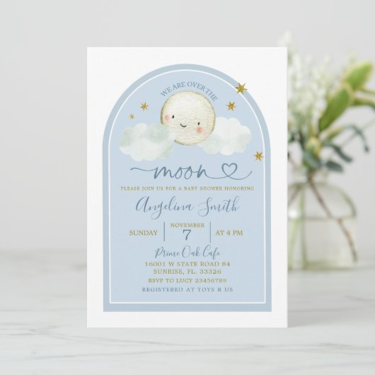 Minimalistisch Boho Blue over het Baby shower van  Kaart (Staand voorkant)