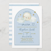 Minimalistisch Boho Blue over het Baby shower van  Kaart (Voorkant / Achterkant)