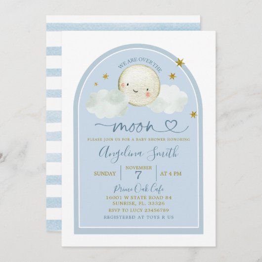 Minimalistisch Boho Blue over het Baby shower van  Kaart (Voorkant / Achterkant)