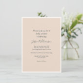 Minimalistisch Boho Blush Floral Moon Baby shower Kaart (Staand voorkant)