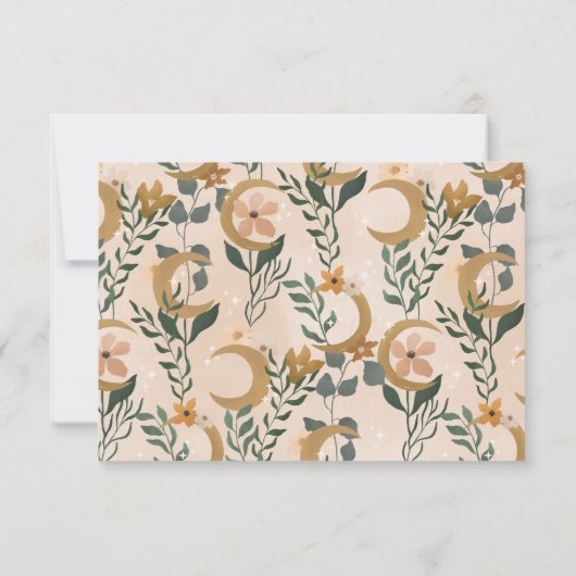 Minimalistisch Boho Blush Floral Moon Vrijgezellen Bedankkaart (Achterkant)