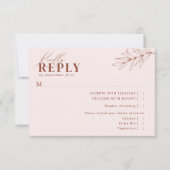 Minimalistisch Boho Blush Terracotta Wedding Meal  RSVP Kaartje (Voorkant)
