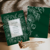 Minimalistisch Boho Botanical Emerald Green Weddin Kaart