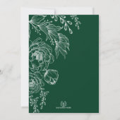 Minimalistisch Boho Botanical Emerald Green Weddin Kaart (Achterkant)