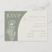 Minimalistisch Boho Botanical Sage Green RSVP Informatiekaartje (Voorkant)