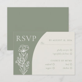 Minimalistisch Boho Botanical Sage Green RSVP Informatiekaartje