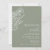 Minimalistisch Boho Botanical Sage Green Wedding F Kaart (Voorkant)