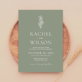 Minimalistisch Boho Botanical Sage Green Wedding Kaart