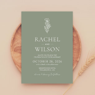 Minimalistisch Boho Botanical Sage Green Wedding Kaart