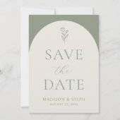 Minimalistisch Boho Botanical Sage Green Wedding Save The Date (Voorkant)