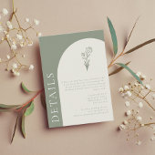 Minimalistisch Boho Botanical Sage Wedding Details Informatiekaartje