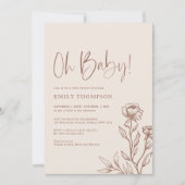 Minimalistisch Boho Botanical Terracotta Baby show Kaart (Voorkant)