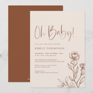Minimalistisch Boho Botanical Terracotta Baby show Kaart