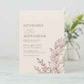 Minimalistisch Boho Botanical Terracotta Wedding I Kaart (Staand voorkant)