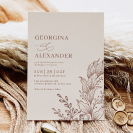 Minimalistisch Boho Botanical Terracotta Wedding I Kaart