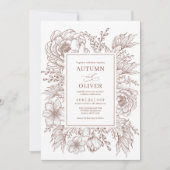 Minimalistisch Boho Botanical Terracotta White Wed Kaart (Voorkant)